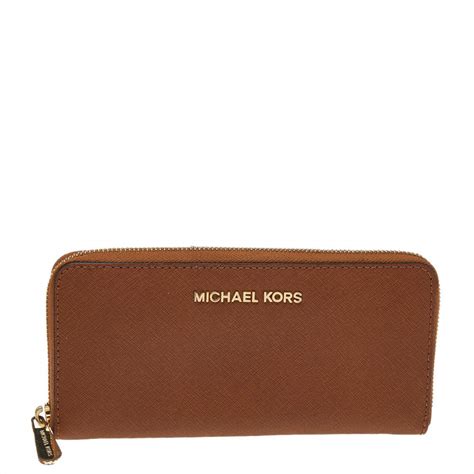 michael kors brown zip around wallet|Michael Kors wristlet wallet black.